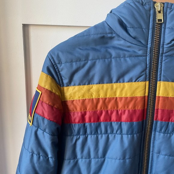 4 STRIPE RAINBOW SLEEVE JACKET WITH HOOD  - SNORKEL BLUE - Picture 3 of 15